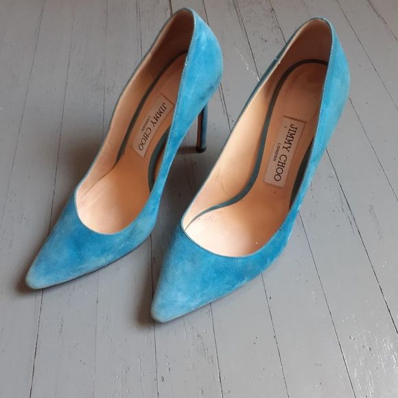Jimmy Choo Romy 100 Suede Heels - Picture 4 of 16